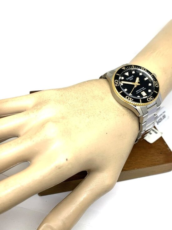 Tissot Watch Seastar Swiss Quartz Gold Black 36mm Silver Steel T1202102105100